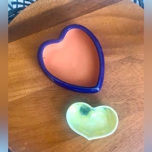 LAST CHANCE 2 Heart vintage trinket jewelry holders dish, EUC